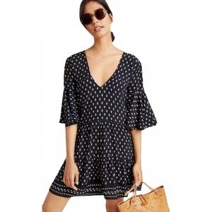 Anthropologie x Faithfull The Brand Fresa Mini Tunic Dress Bell Sleeve Floral